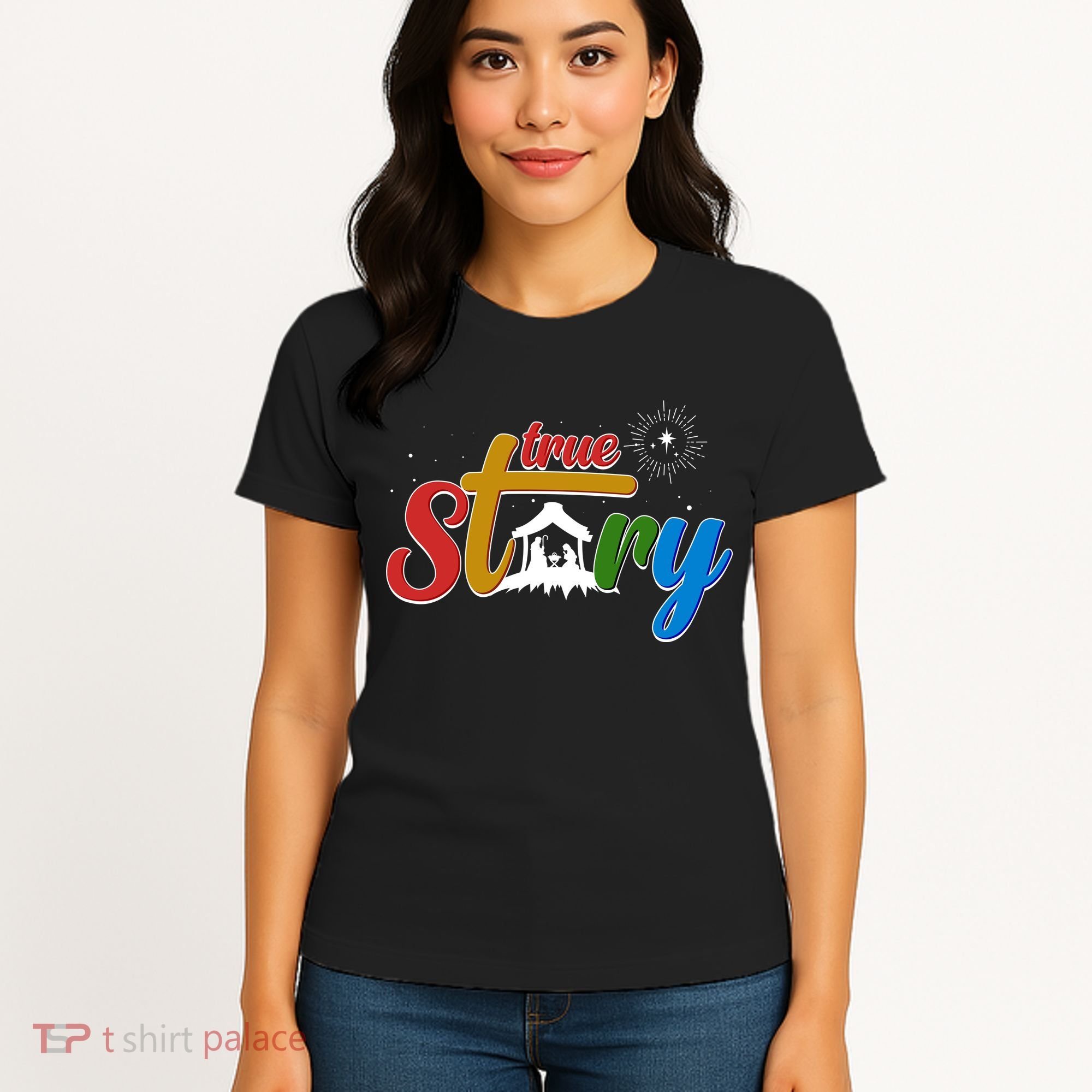 Christmas True Story Christian Nativity Scene Women's T-Shirt
