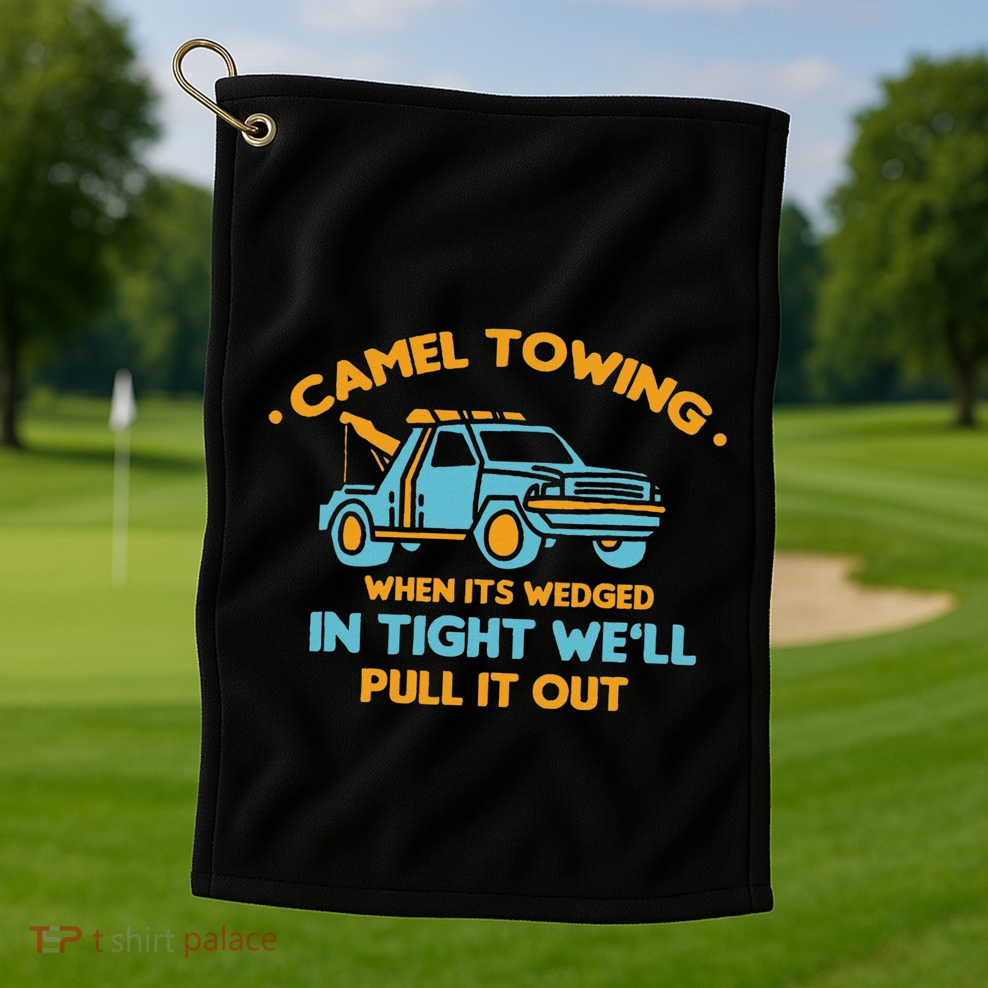 Camel Towing Successfully Pulling Out Tow Truck Golf Towel