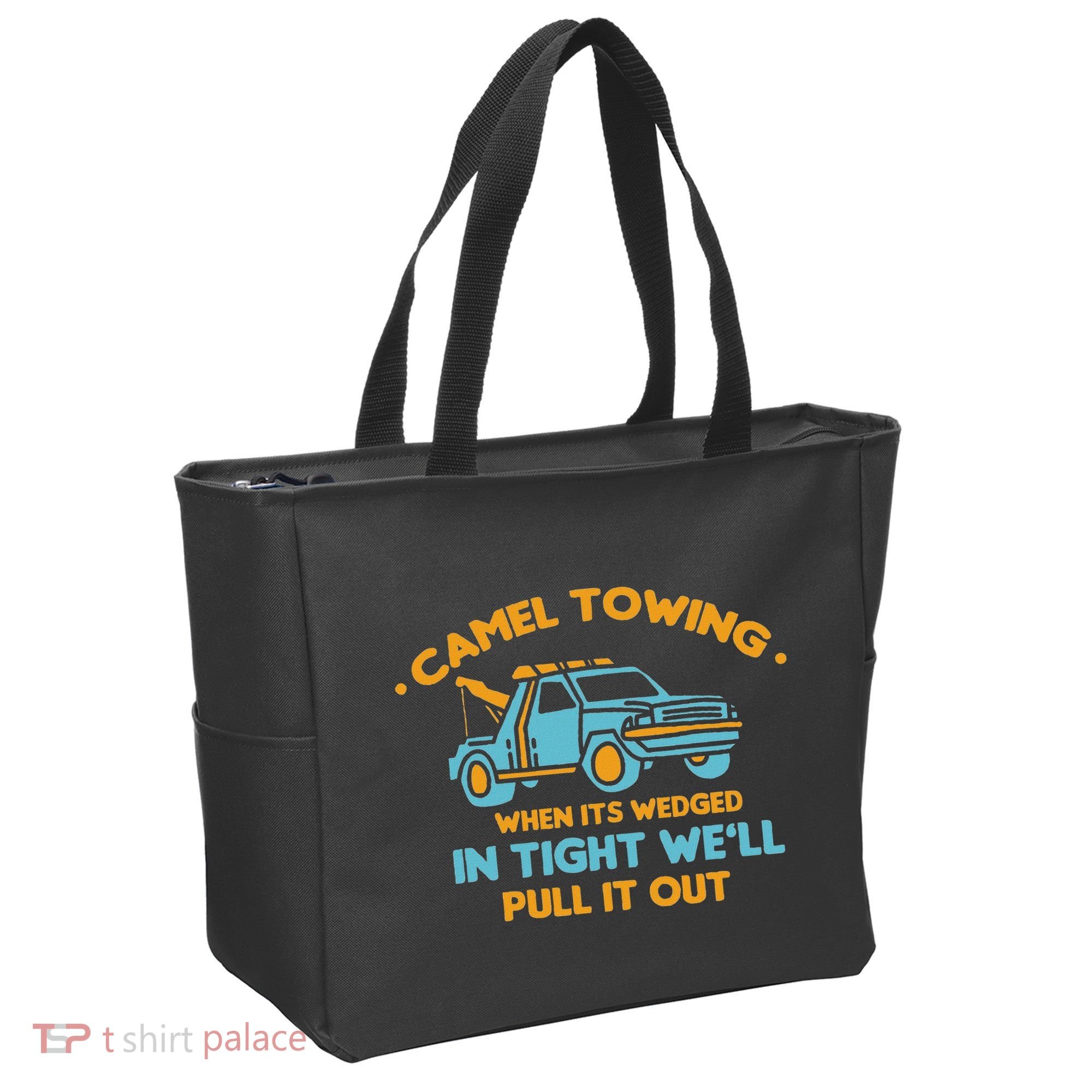 Camel Towing Successfully Pulling Out Tow Truck Tote Bag