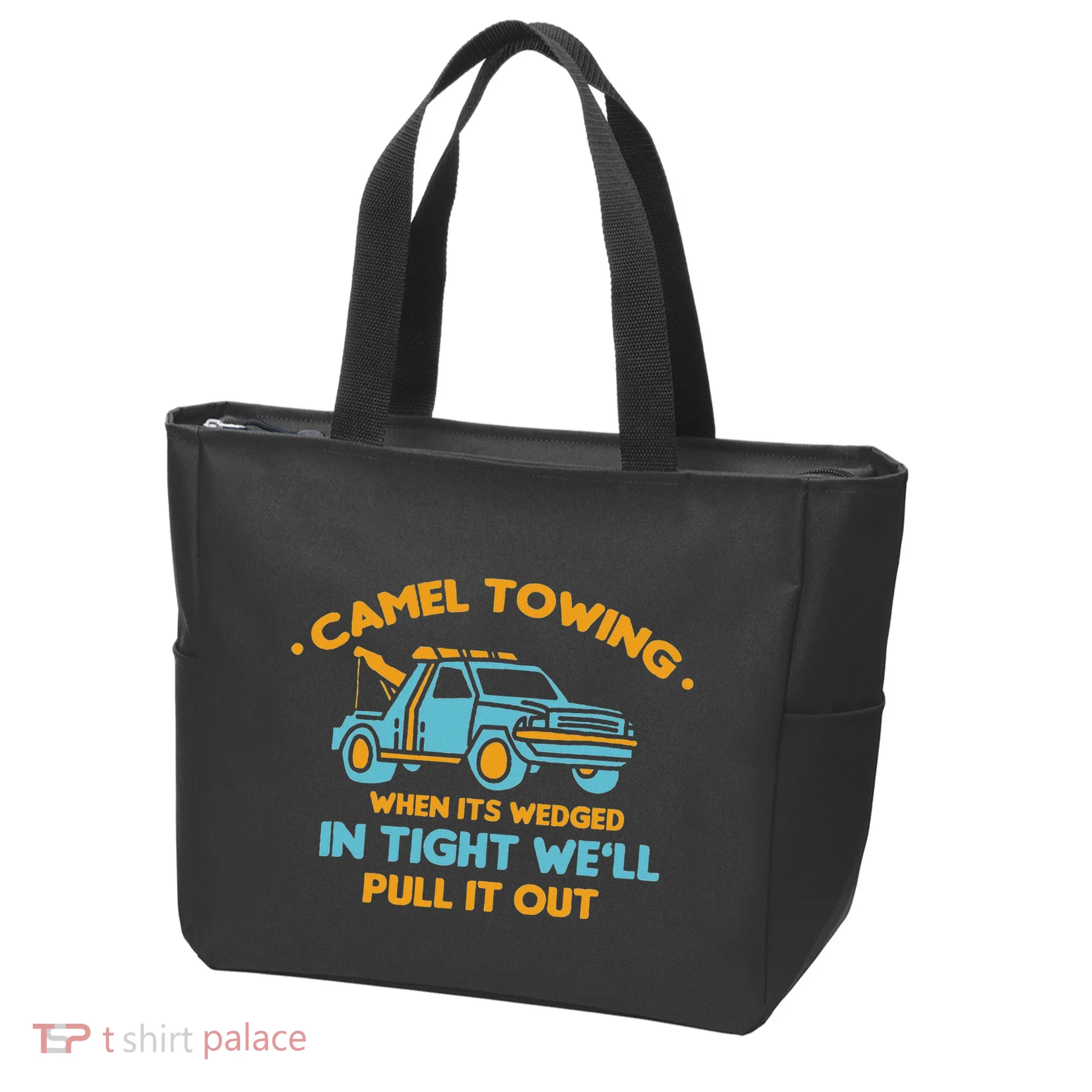 Camel Towing Successfully Pulling Out Tow Truck Tote Bag