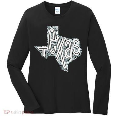 Camouflage Texas State Logo Women's Long Sleeve Shirt