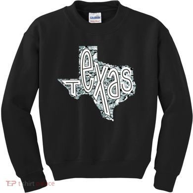 Camouflage Texas State Logo Kids Sweatshirt