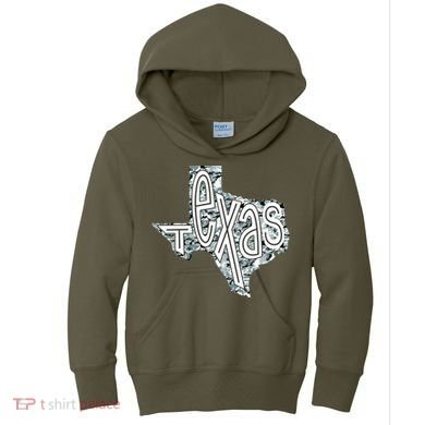 Camouflage Texas State Logo Kids Hoodie