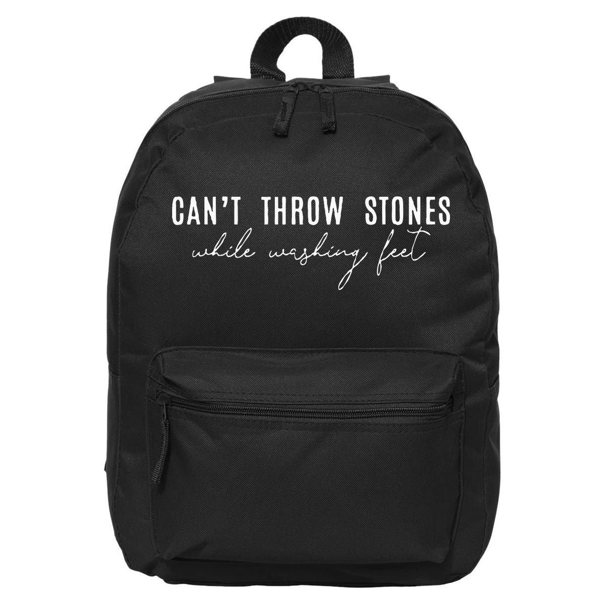 Cant Throw Stones While Washing Feet 16 in Basic Backpack