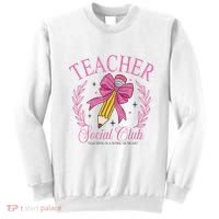 Coquette Teacher Social Club Teacher Is A Work Of Heart Sweatshirt thumb 0