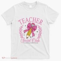 Coquette Teacher Social Club Teacher Is A Work Of Heart T-Shirt thumb 0