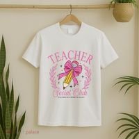 Coquette Teacher Social Club Teacher Is A Work Of Heart T-Shirt thumb 2