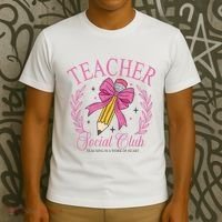 Coquette Teacher Social Club Teacher Is A Work Of Heart T-Shirt thumb 3