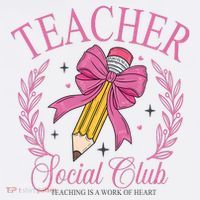 Coquette Teacher Social Club Teacher Is A Work Of Heart Women's Hoodie thumb 2