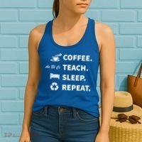 Coffee Teach Sleep Repeat Back To School For Teachers Funny Gift Women's Tank Top thumb 2