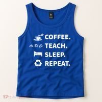 Coffee Teach Sleep Repeat Back To School For Teachers Funny Gift Tank Top thumb 2