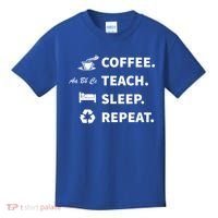 Coffee Teach Sleep Repeat Back To School For Teachers Funny Gift Kids T-Shirt thumb 0