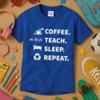Coffee Teach Sleep Repeat Back To School For Teachers Funny Gift Kids T-Shirt thumb 3