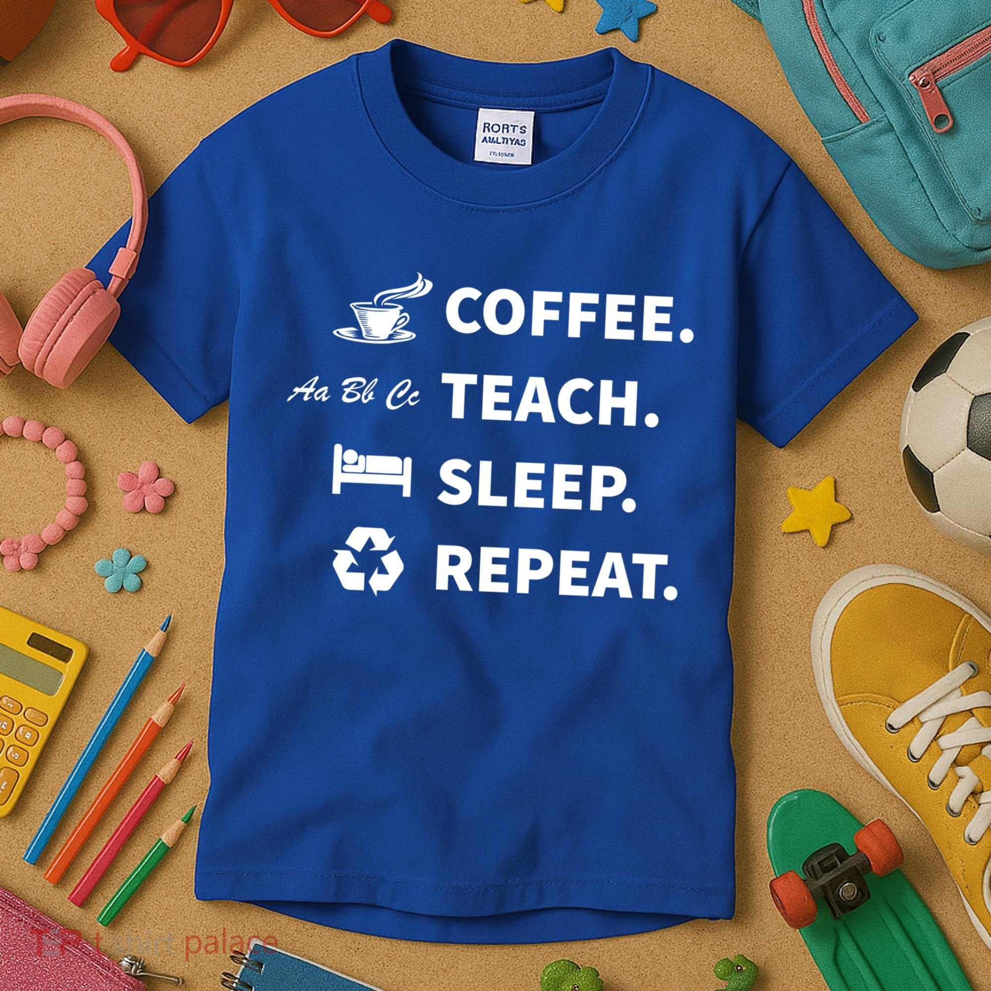 Coffee Teach Sleep Repeat Back To School For Teachers Funny Gift Kids T-Shirt