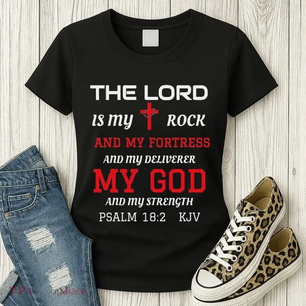 Christian T S Bible Scripture Verse Psalm 182 Women's T-Shirt