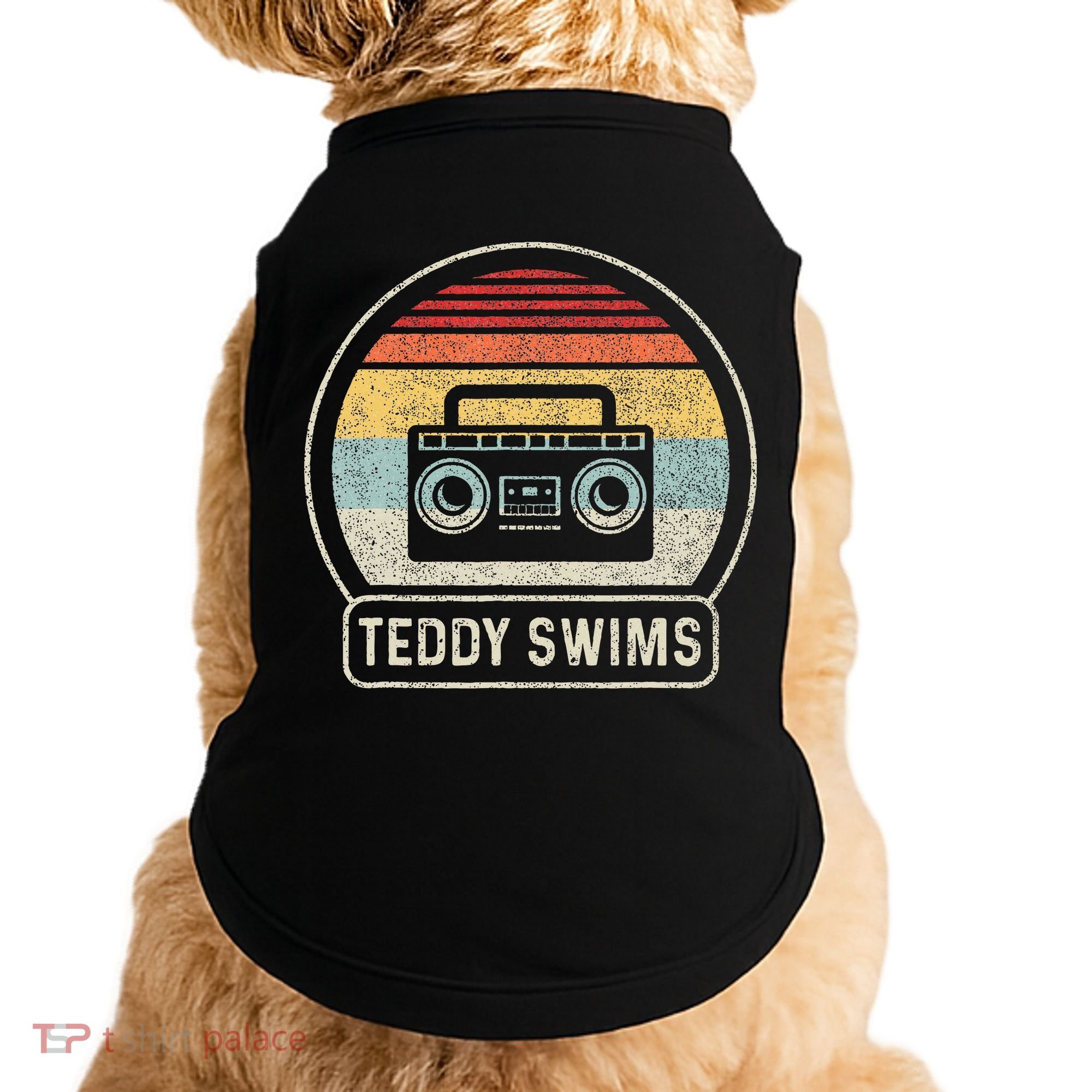 Cassette Tape T.E.D.D.Y Swims 90s Music Retro Sunset Doggie Tank