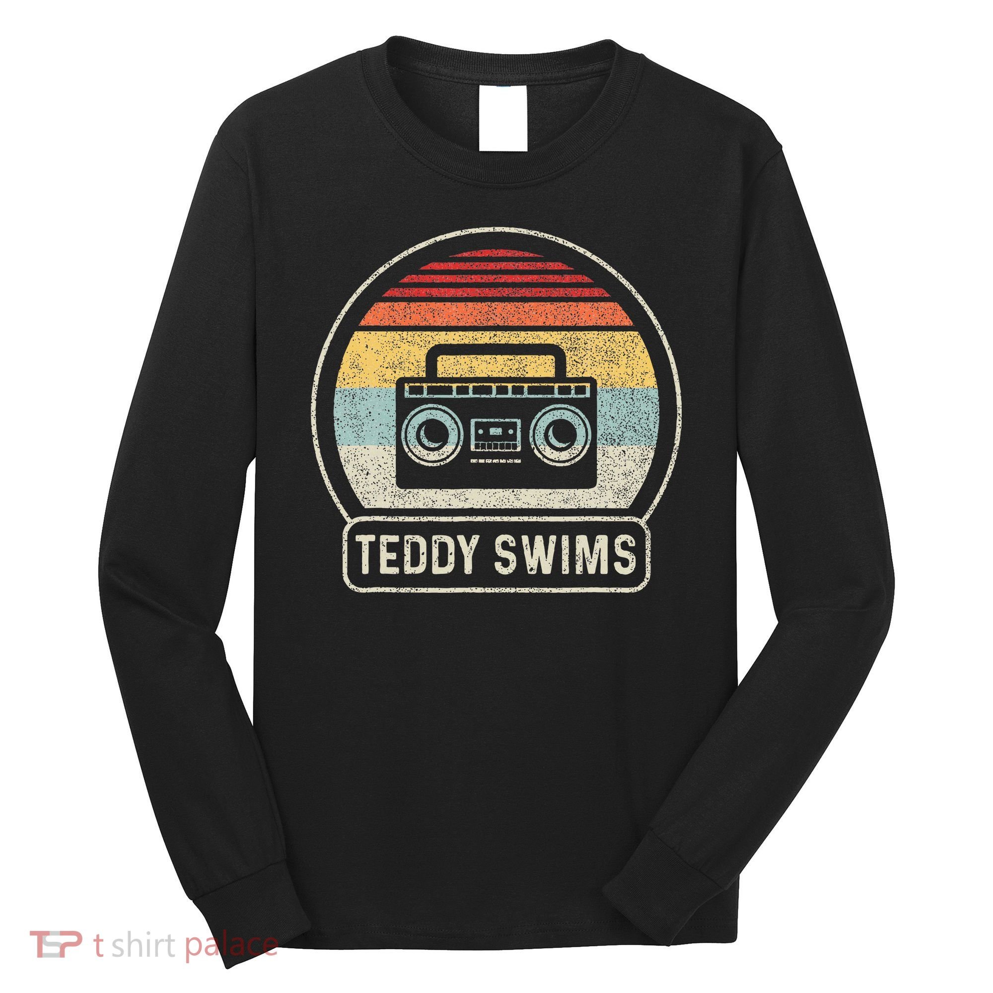 Cassette Tape T.E.D.D.Y Swims 90s Music Retro Sunset Long Sleeve Shirt