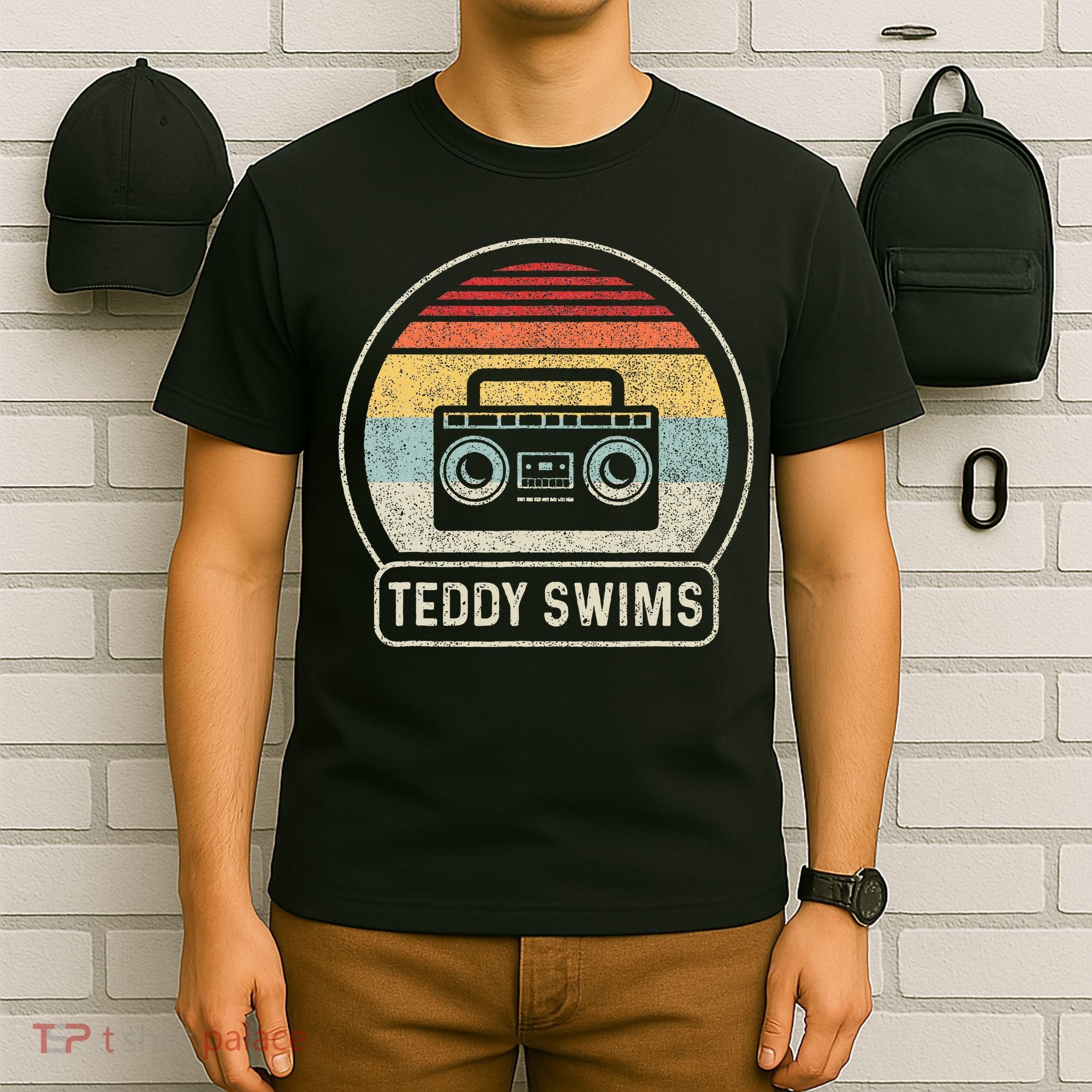 Cassette Tape T.E.D.D.Y Swims 90s Music Retro Sunset T-Shirt