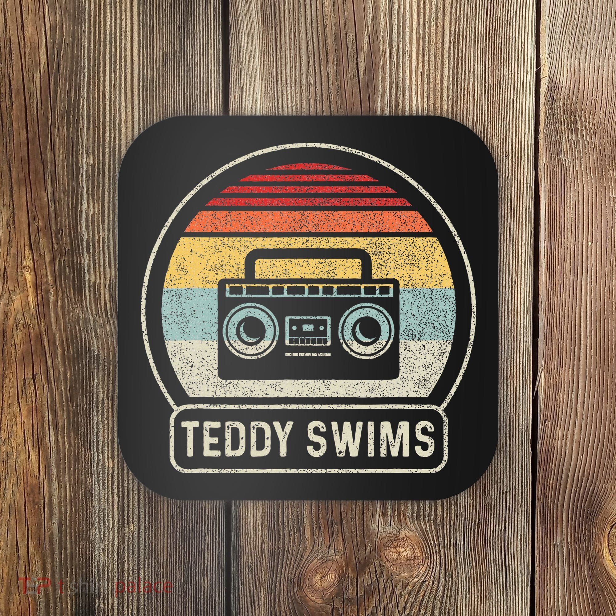 Cassette Tape T.E.D.D.Y Swims 90s Music Retro Sunset Coaster