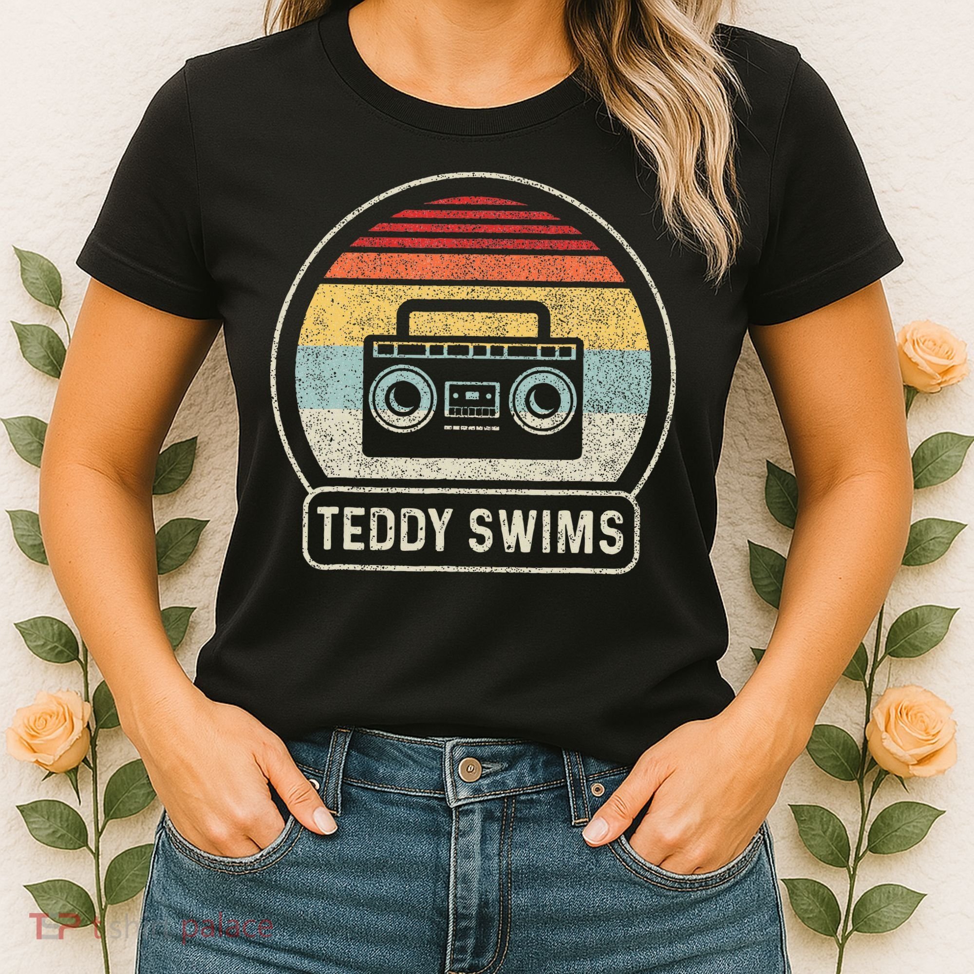 Cassette Tape T.E.D.D.Y Swims 90s Music Retro Sunset Women's T-Shirt