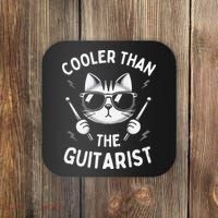 Cooler Than The Guitarist  Funny Drummer Gift Coaster thumb 0