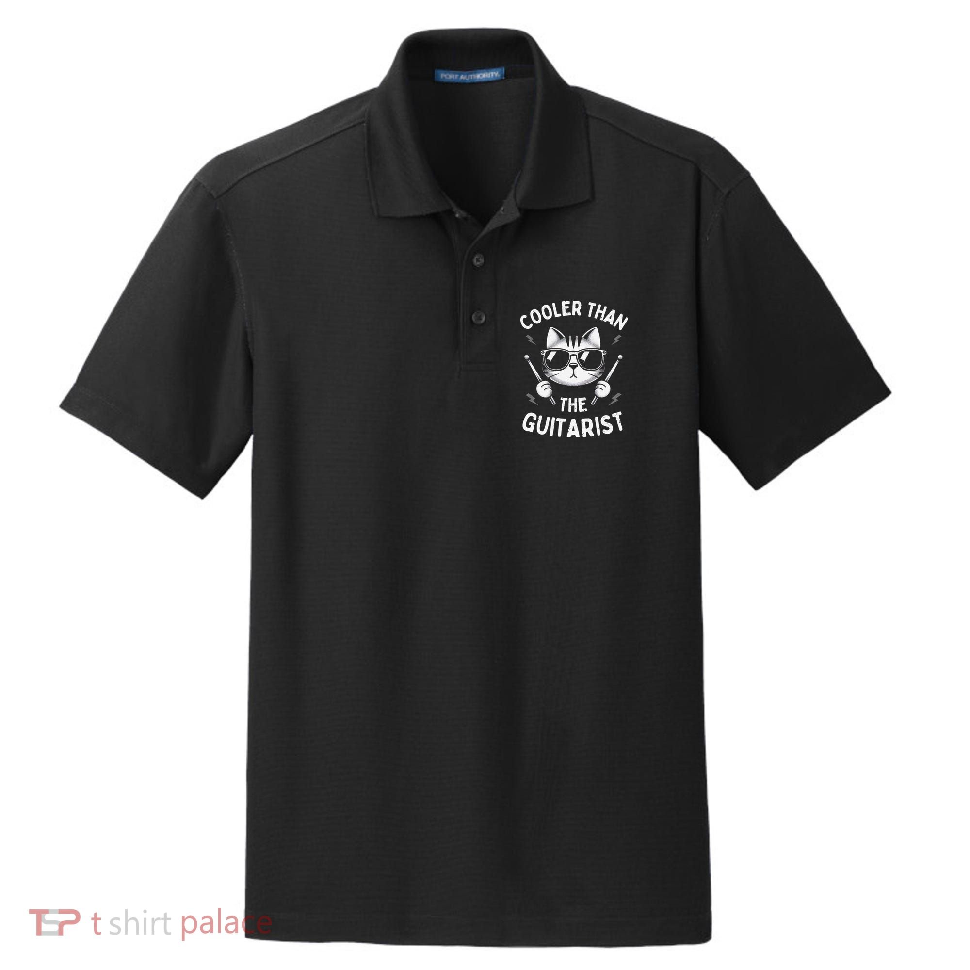 Cooler Than The Guitarist  Funny Drummer Gift Dry Zone Grid Polo