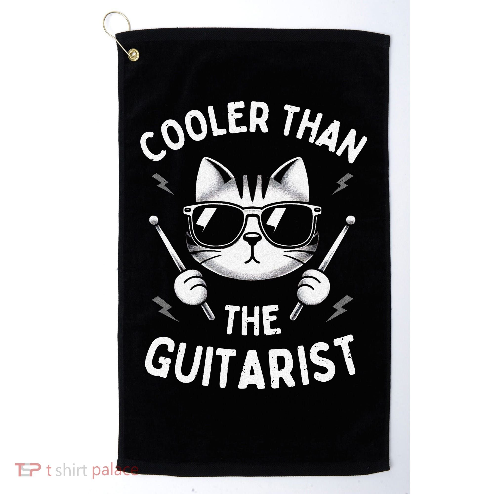 Cooler Than The Guitarist  Funny Drummer Gift Golf Towel