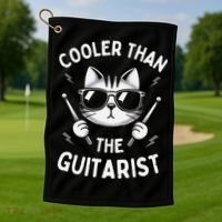Cooler Than The Guitarist  Funny Drummer Gift Golf Towel thumb 1