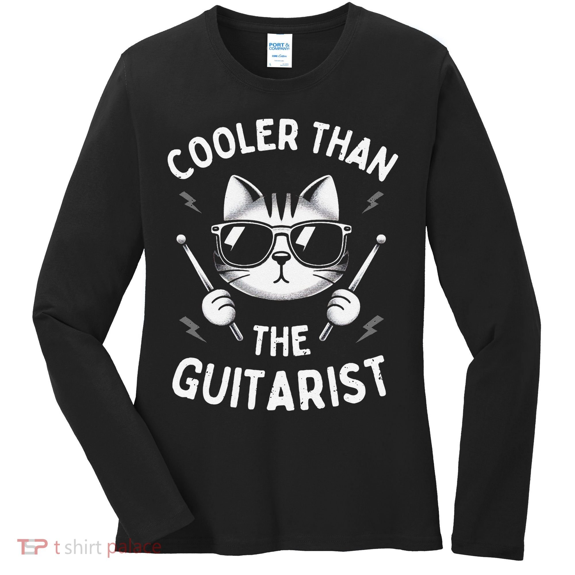 Cooler Than The Guitarist  Funny Drummer Gift Women's Long Sleeve Shirt