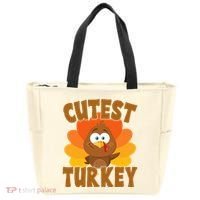 Cutest Turkey Thanksgiving Festive Tote Bag thumb 0