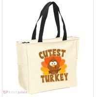 Cutest Turkey Thanksgiving Festive Tote Bag thumb 2