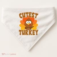 Cutest Turkey Thanksgiving Festive USA-Made Doggie Bandana thumb 0