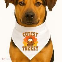 Cutest Turkey Thanksgiving Festive USA-Made Doggie Bandana thumb 1