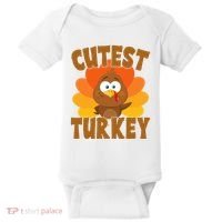 Cutest Turkey Thanksgiving Festive Baby Bodysuit thumb 0