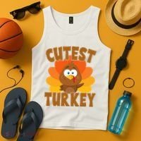 Cutest Turkey Thanksgiving Festive Tank Top thumb 4