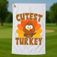 Cutest Turkey Thanksgiving Festive Golf Towel thumb 1
