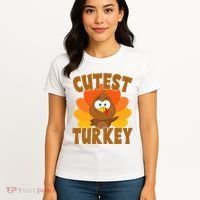 Cutest Turkey Thanksgiving Festive Women's T-Shirt thumb 4
