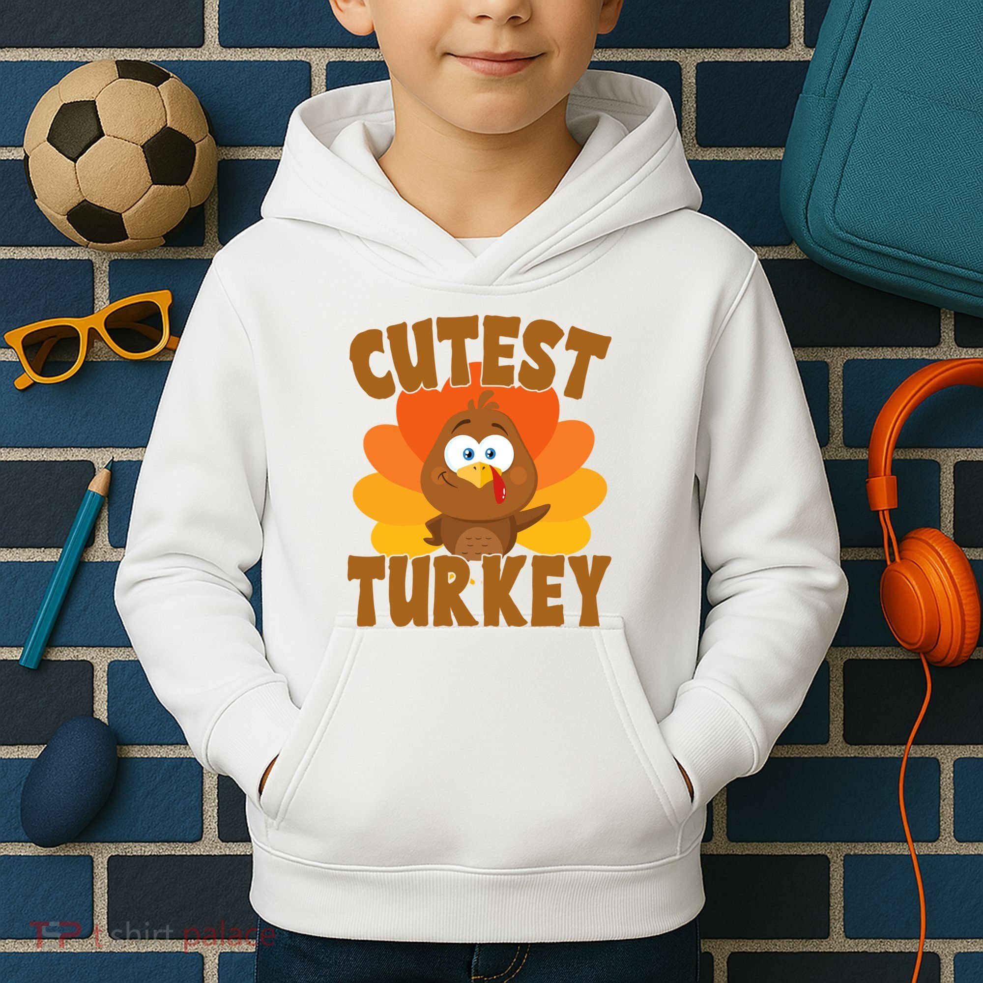 Cutest Turkey Thanksgiving Festive Kids Hoodie