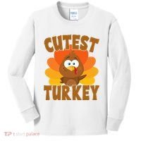 Cutest Turkey Thanksgiving Festive Kids Long Sleeve Shirt thumb 0