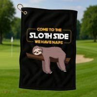 Come To The Sloth Side Funny Sloth Pun Golf Towel thumb 1