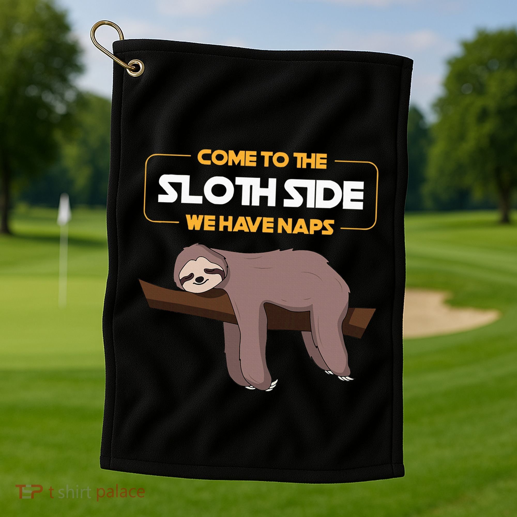 Come To The Sloth Side Funny Sloth Pun Golf Towel