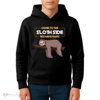 Come To The Sloth Side Funny Sloth Pun Kids Hoodie thumb 4