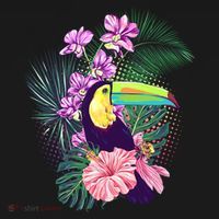 Cute Tropical Toucan Bird USA-Made Doggie Bandana thumb 2
