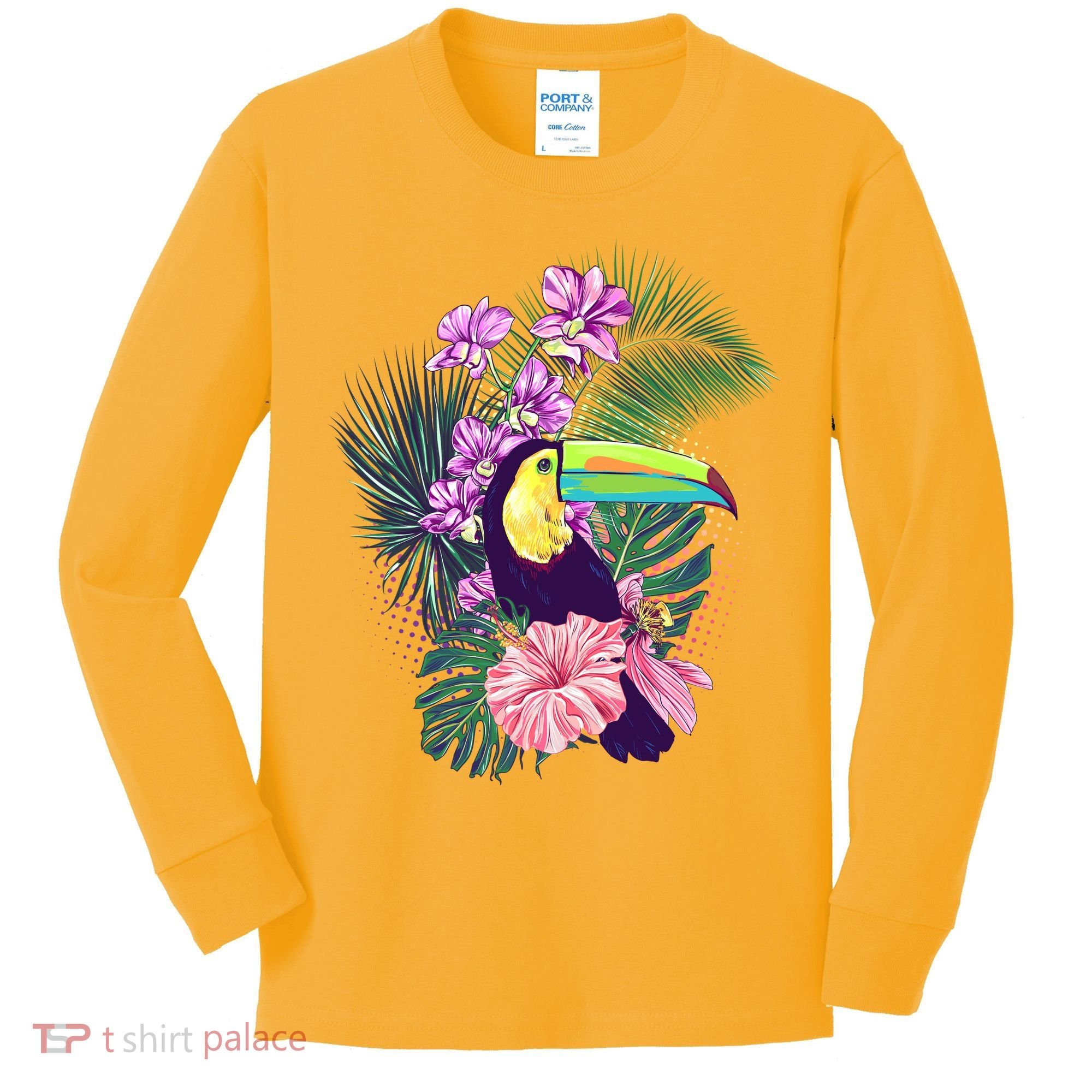 Cute Tropical Toucan Bird Kids Long Sleeve Shirt
