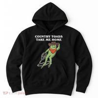 Country Toads Take Me Home Cowboy Frog Funny Western Hoodie thumb 0