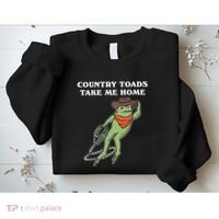 Country Toads Take Me Home Cowboy Frog Funny Western Sweatshirt thumb 2