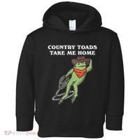 Country Toads Take Me Home Cowboy Frog Funny Western Toddler Hoodie thumb 0