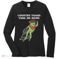 Country Toads Take Me Home Cowboy Frog Funny Western Women's Long Sleeve Shirt thumb 0