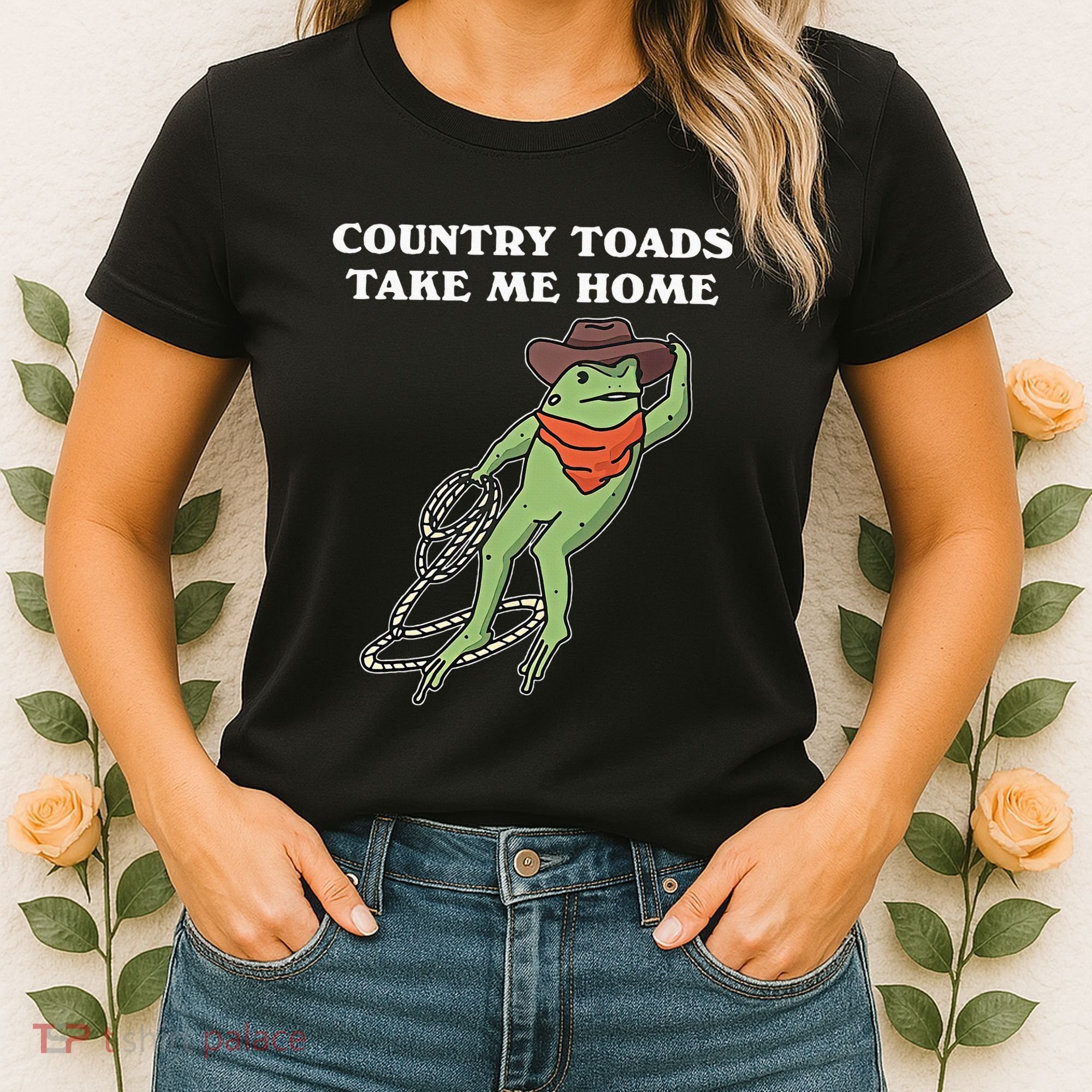 Country Toads Take Me Home Cowboy Frog Funny Western Women's T-Shirt
