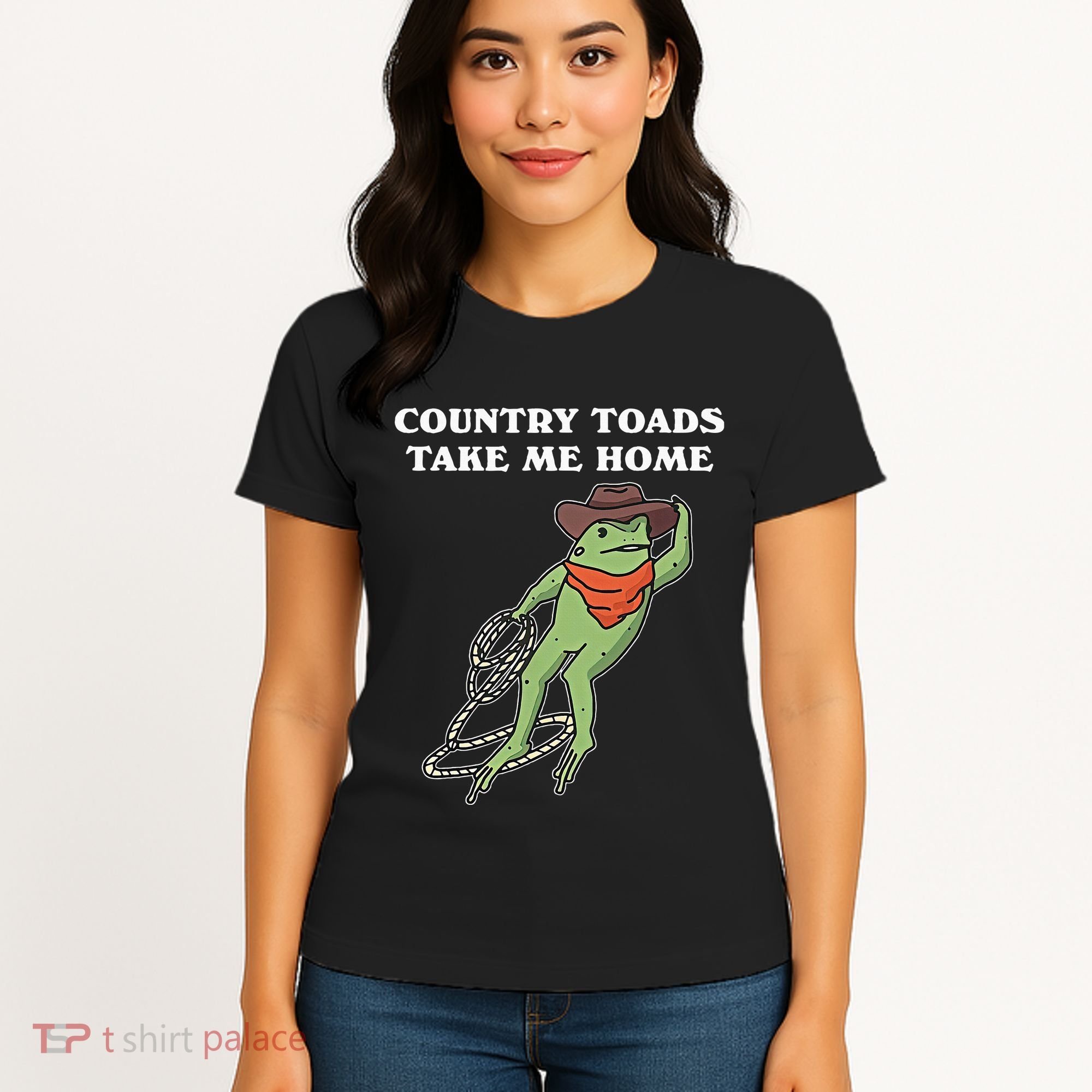 Country Toads Take Me Home Cowboy Frog Funny Western Women's T-Shirt
